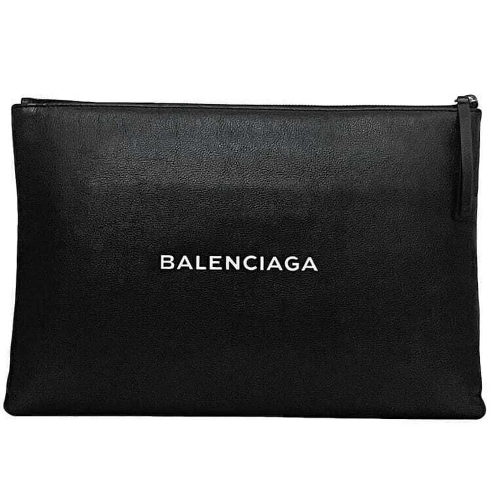 Balenciaga Clutch Bag Black Leather Zip Handbag Shoulder Grain